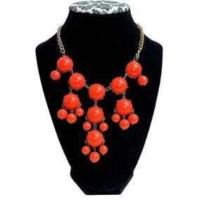 VTG J Crew Bib Statement Necklace Bauble Bubble Costume Tangerine Lobster Clasp